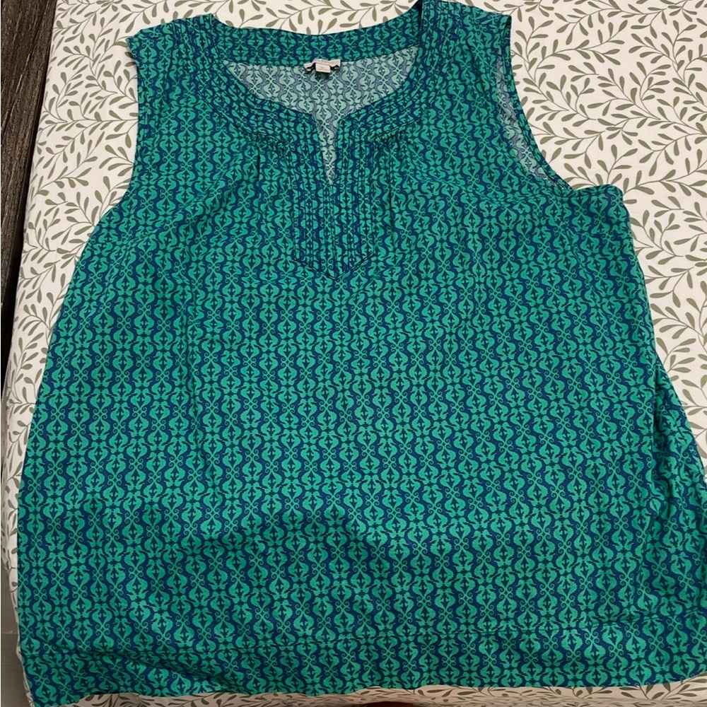 Talbots Teal Patterned Tank Top